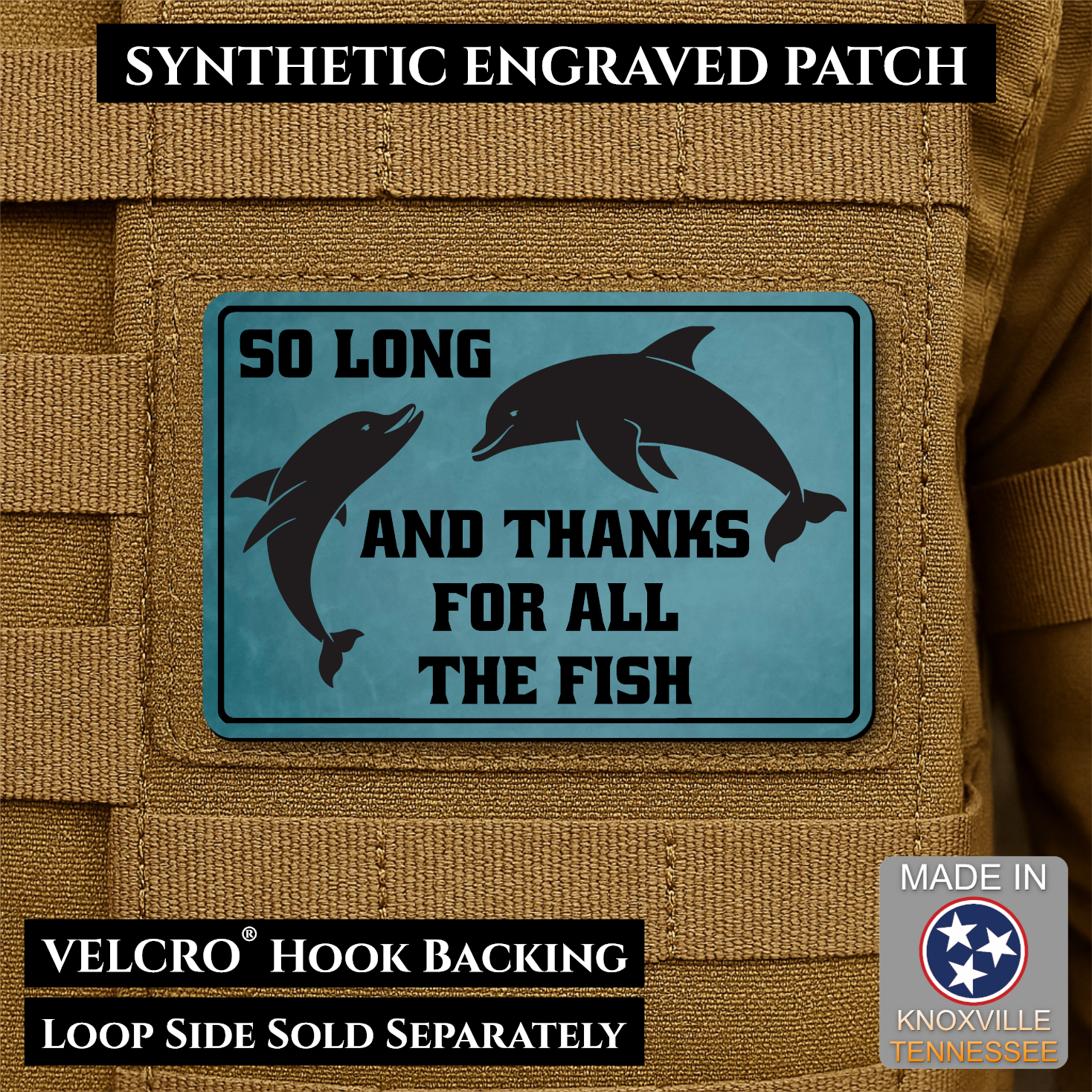 So Long And Thanks For All The Fish Funny Morale Patch | Made in USA | VELCRO® Brand Hook Backing