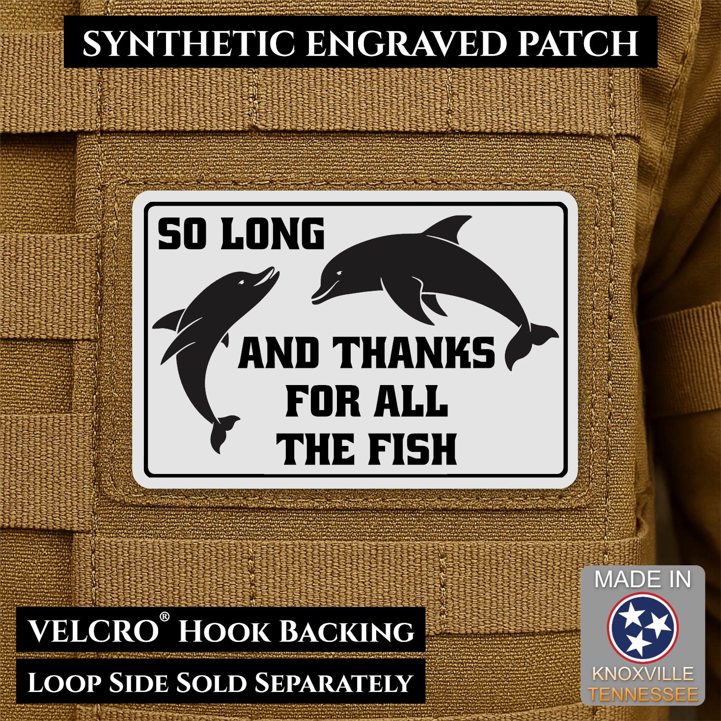 So Long And Thanks For All The Fish Funny Morale Patch | Made in USA | VELCRO® Brand Hook Backing