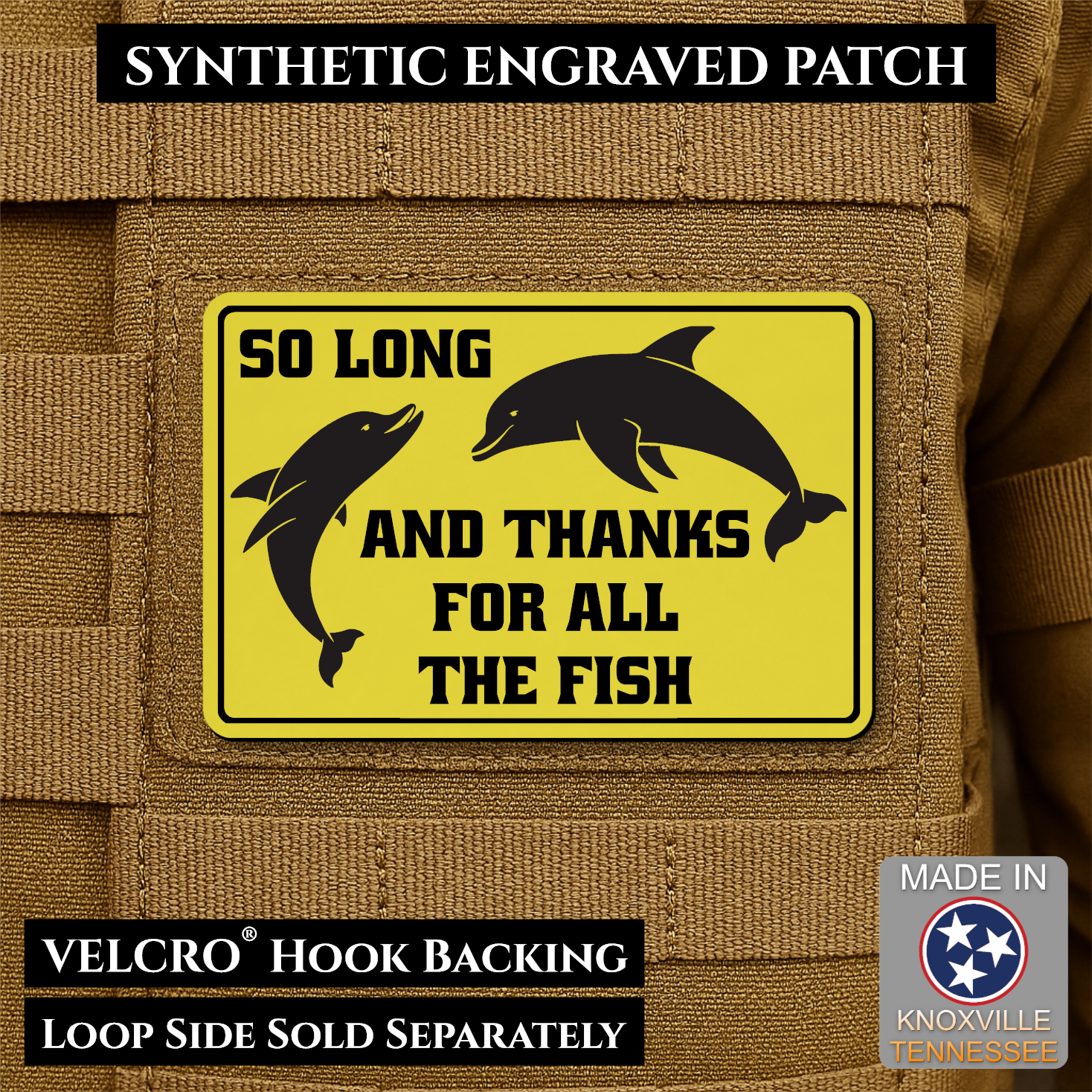 So Long And Thanks For All The Fish Funny Morale Patch | Made in USA | VELCRO® Brand Hook Backing