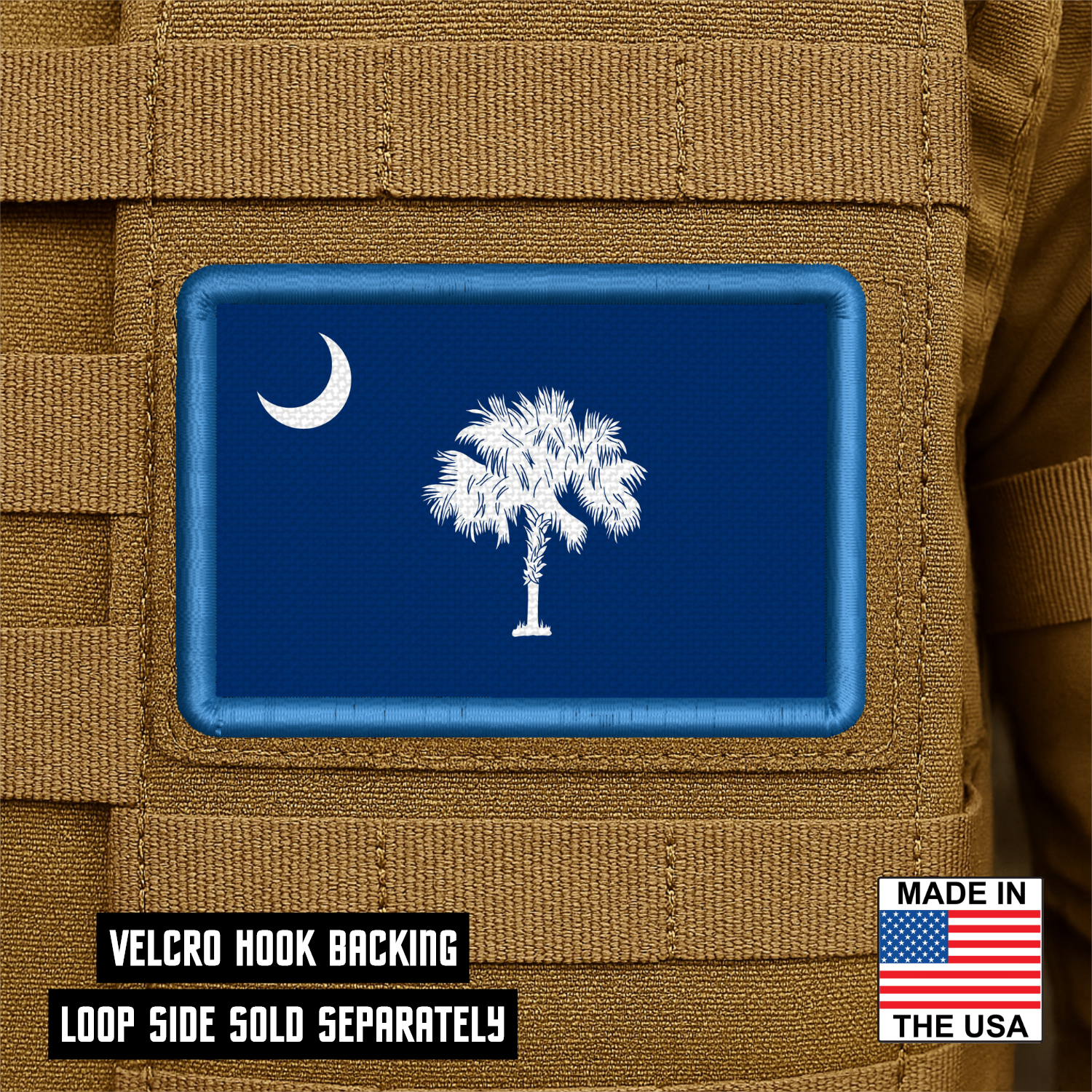 South Carolina State Flag Patch 2"x3" Hook & Loop | Made in USA | Pro-Print Full Color & Tactical Options