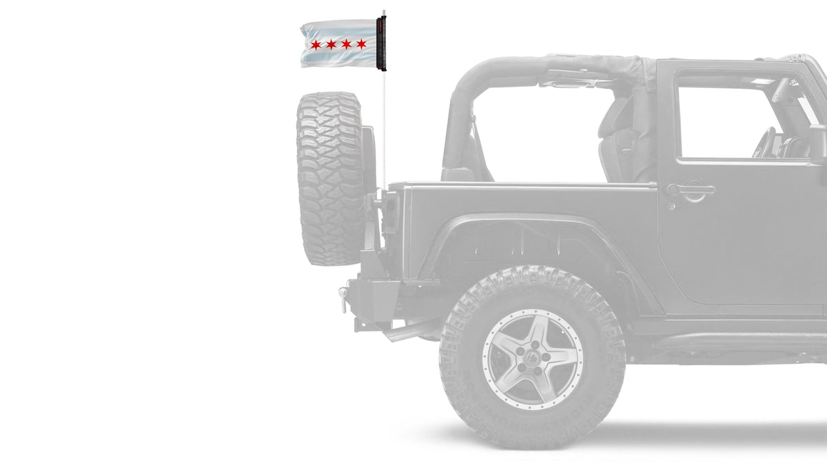 City of Chicago 12"x18" Forever Wave Flag for Jeep Wrangler JKU 4-Door 2007-2018