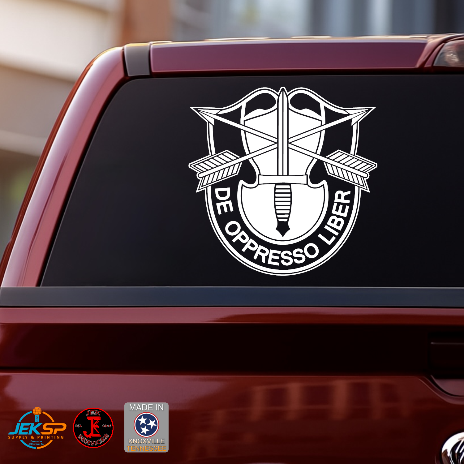De Oppresso Liber Special Forces Vinyl Decal | Green Beret Military Window Sticker | Made In USA