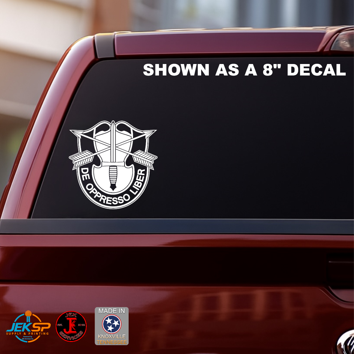De Oppresso Liber Special Forces Vinyl Decal | Green Beret Military Window Sticker | Made In USA