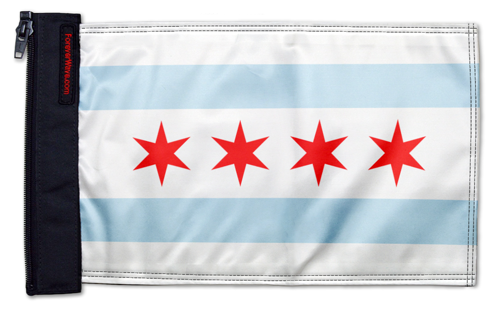 City of Chicago 12"x18" Forever Wave Flag for Jeep Wrangler TJ 1996-2006