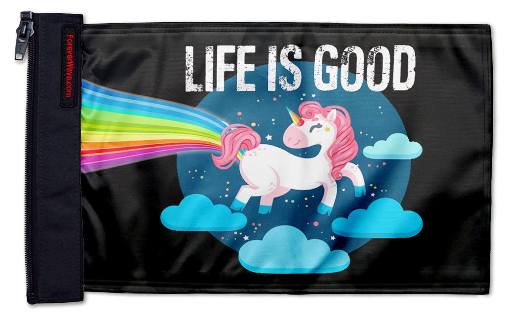 Life Is Good Unicorn 12"x18" Forever Wave Flag