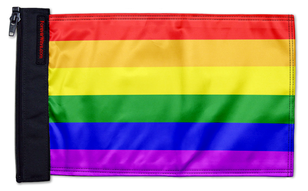 Rainbow 12"x18" Forever Wave Flag for Golf Carts