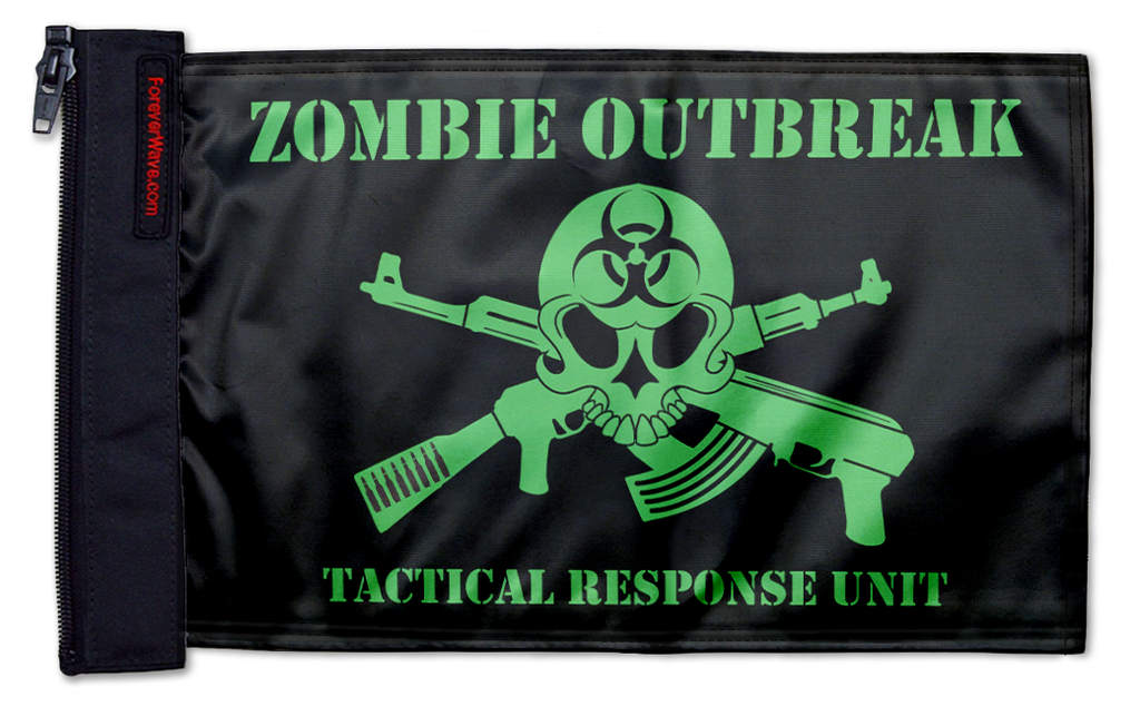 Zombie Outbreak Tactical Response Unit 12"x18" Forever Wave Flag