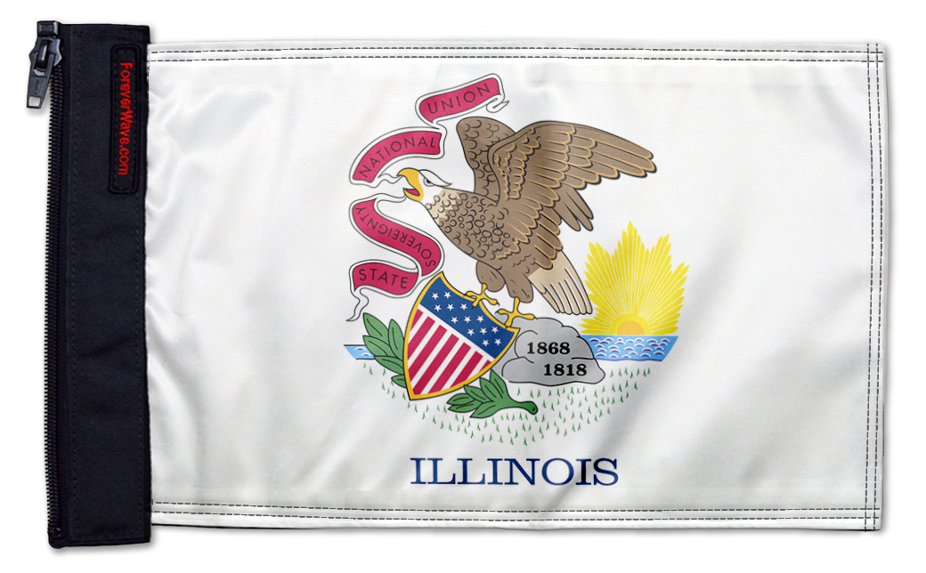 State Flag Illinois 12"x18" Forever Wave Flag for Boats