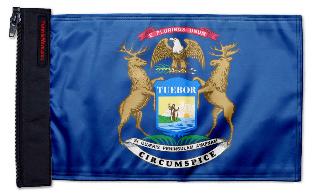 State Flag Michigan 12"x18" Forever Wave Flag for Boats
