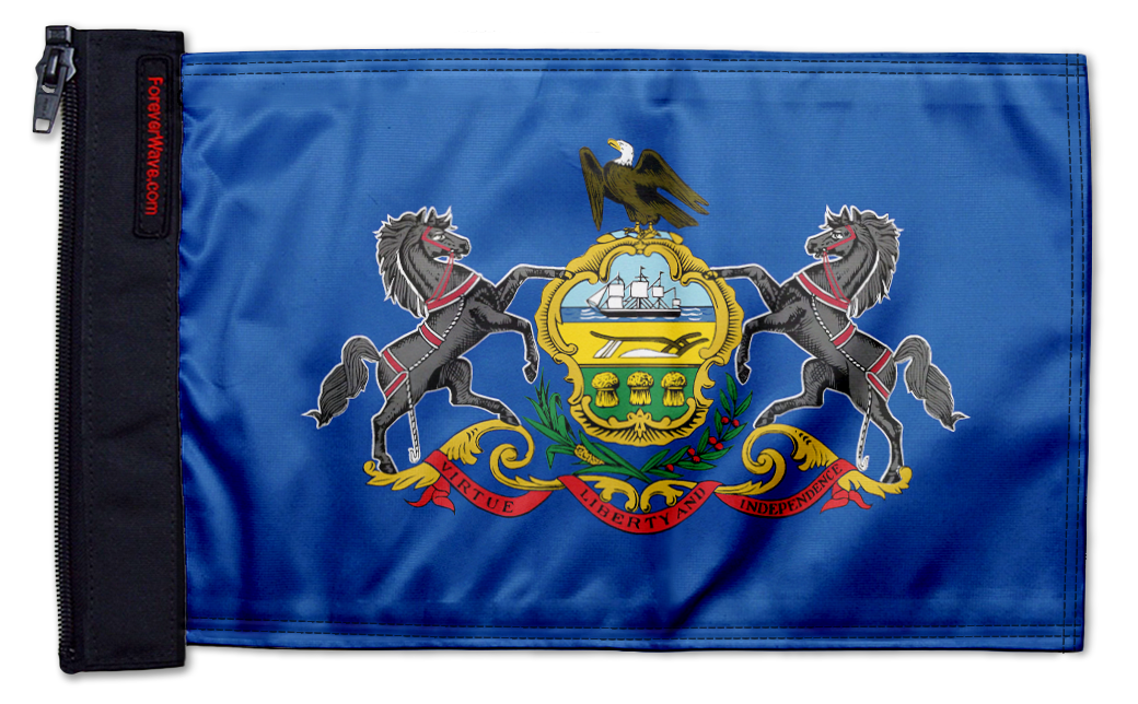 State Flag Pennsylvania 12"x18" Forever Wave Flag for Golf Carts