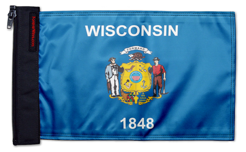 State Flag Wisconsin 12"x18" Forever Wave Flag for Jeep Wrangler LJ 2003-2006