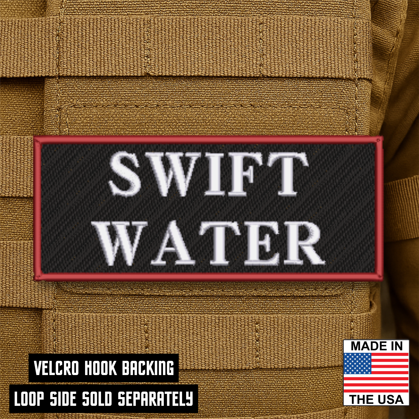 Swiftwater Rescue ID Plate Carrier Patch 2.5" x 6" Hook & Loop | Made in USA