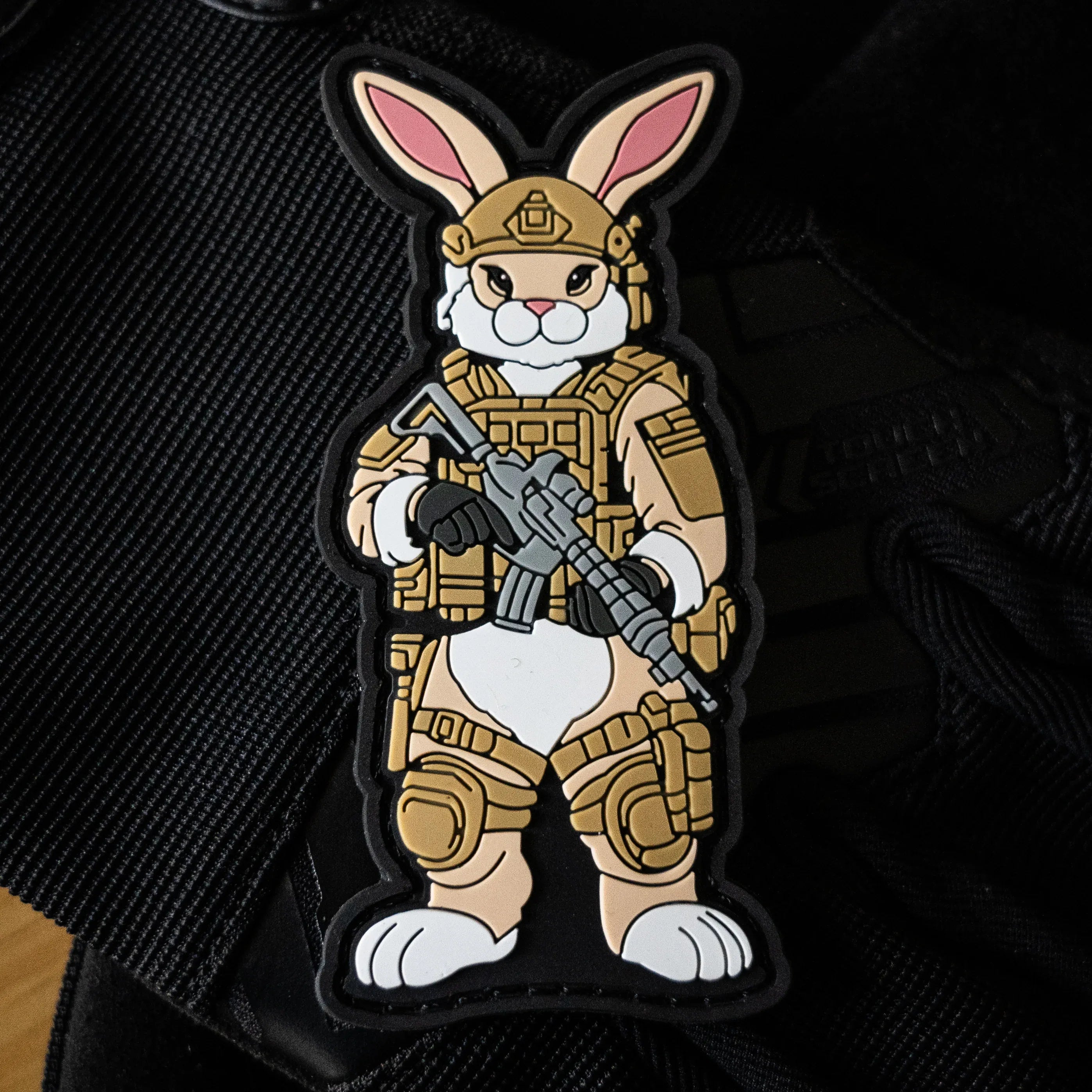 Pew Pew Peter Tactical Easter Battle Bunny 4" PVC Patch - Bad Bunny Collection