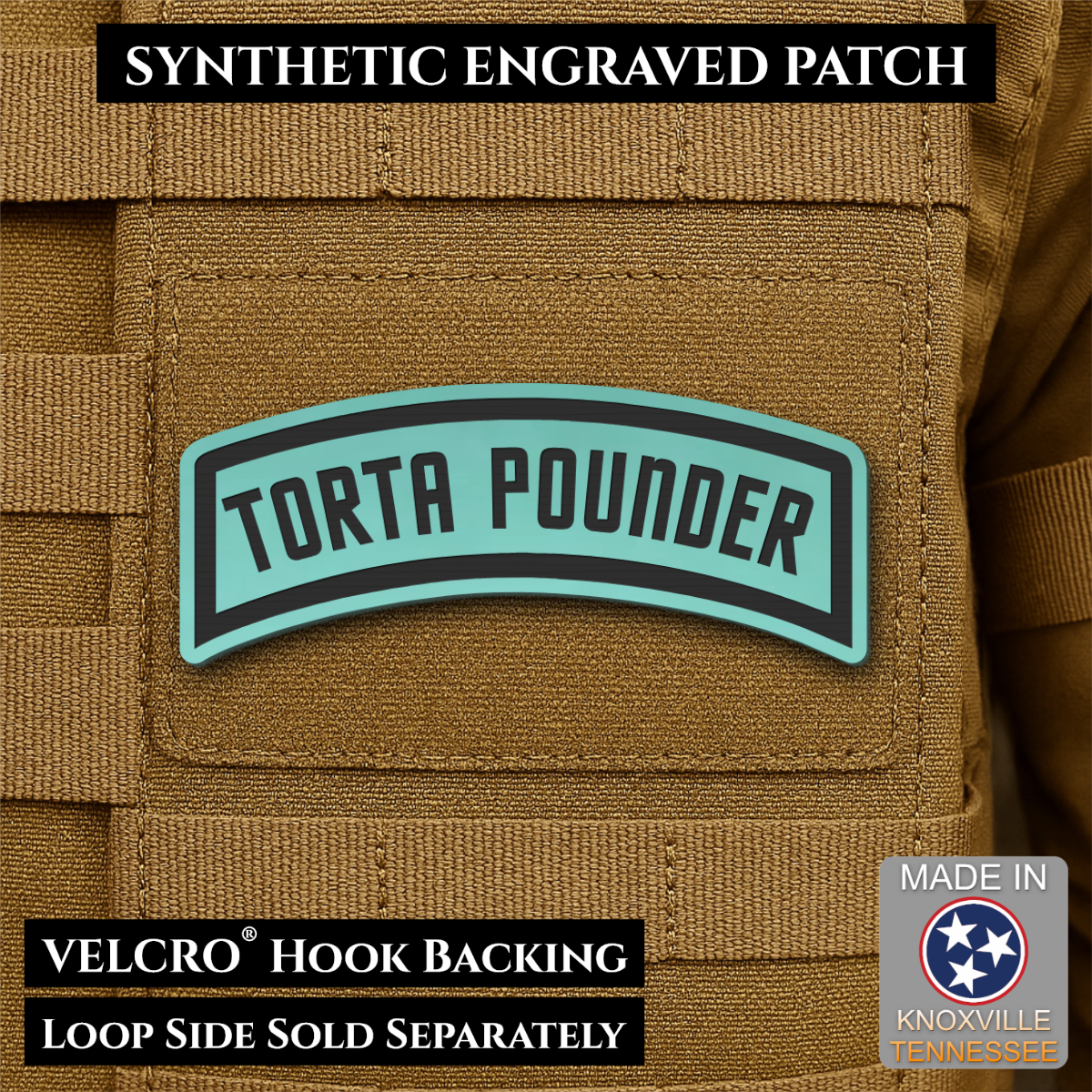 Torta Pounder Rocker Tab Funny Morale Patch, 1x2.6" | Made in USA | VELCRO® Brand Hook Backing