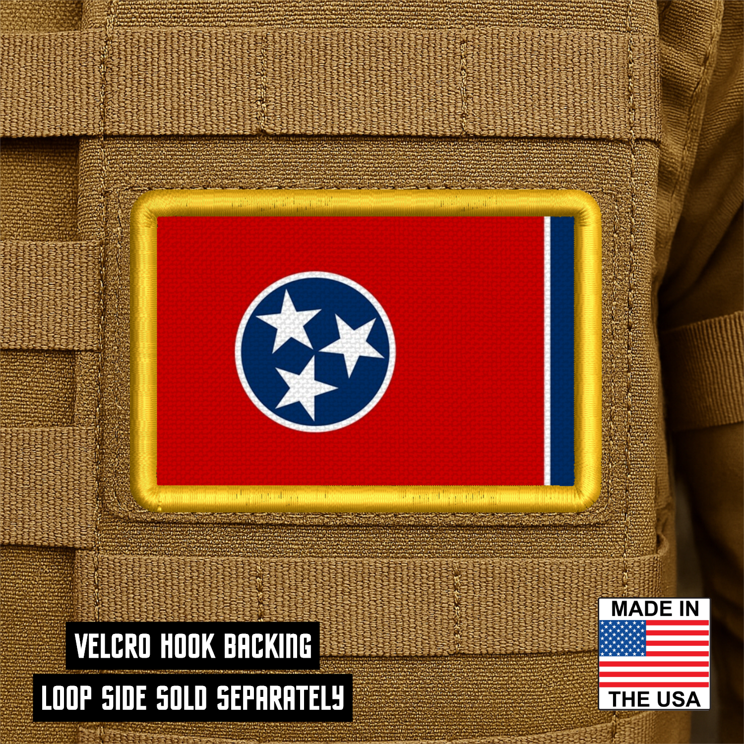 Tennessee State Flag Patch 2"x3" Hook & Loop | Made in USA | Pro-Print Full Color & Tactical Options
