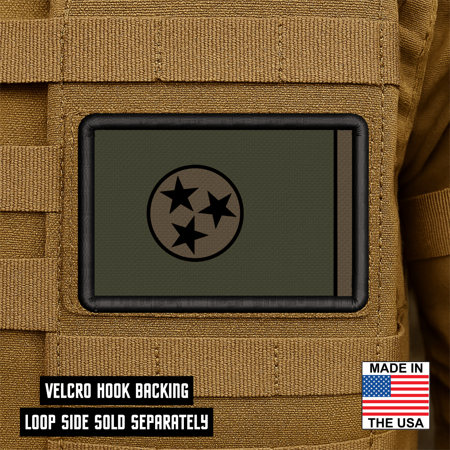 Tennessee State Flag Patch 2"x3" Hook & Loop | Made in USA | Pro-Print Full Color & Tactical Options