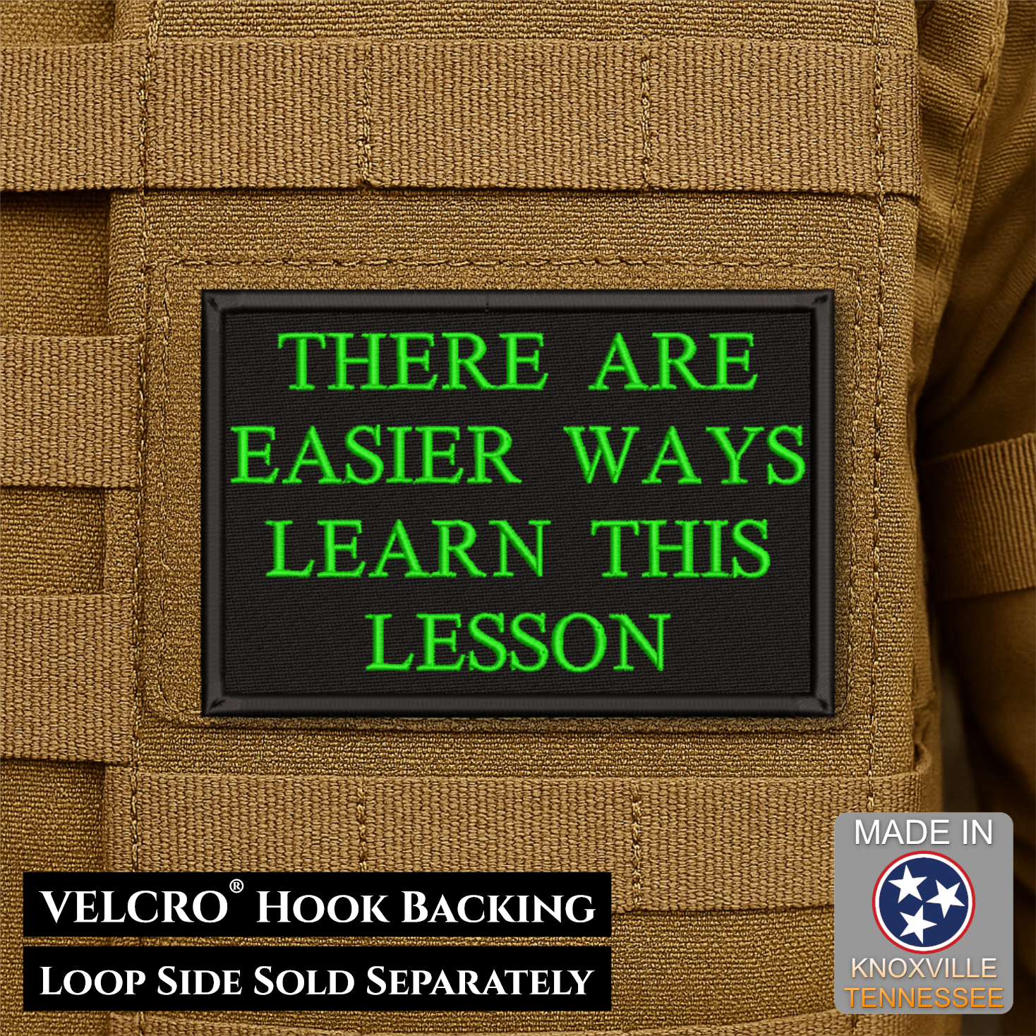 Hard Life Lessons Funny Morale Patch, 2x3" | Made in USA | VELCRO® Brand Hook Backing