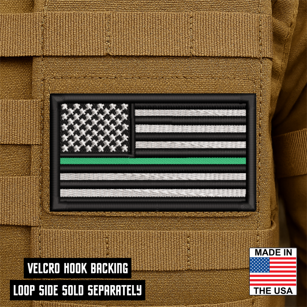 Thin Green Line American Flag Patch | Made in USA | VELCRO® Brand Hook Backing