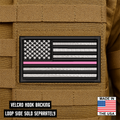 Breast Cancer Awareness Thin Pink Line American Flag Patch | Made in USA | VELCRO® Brand Hook Backing