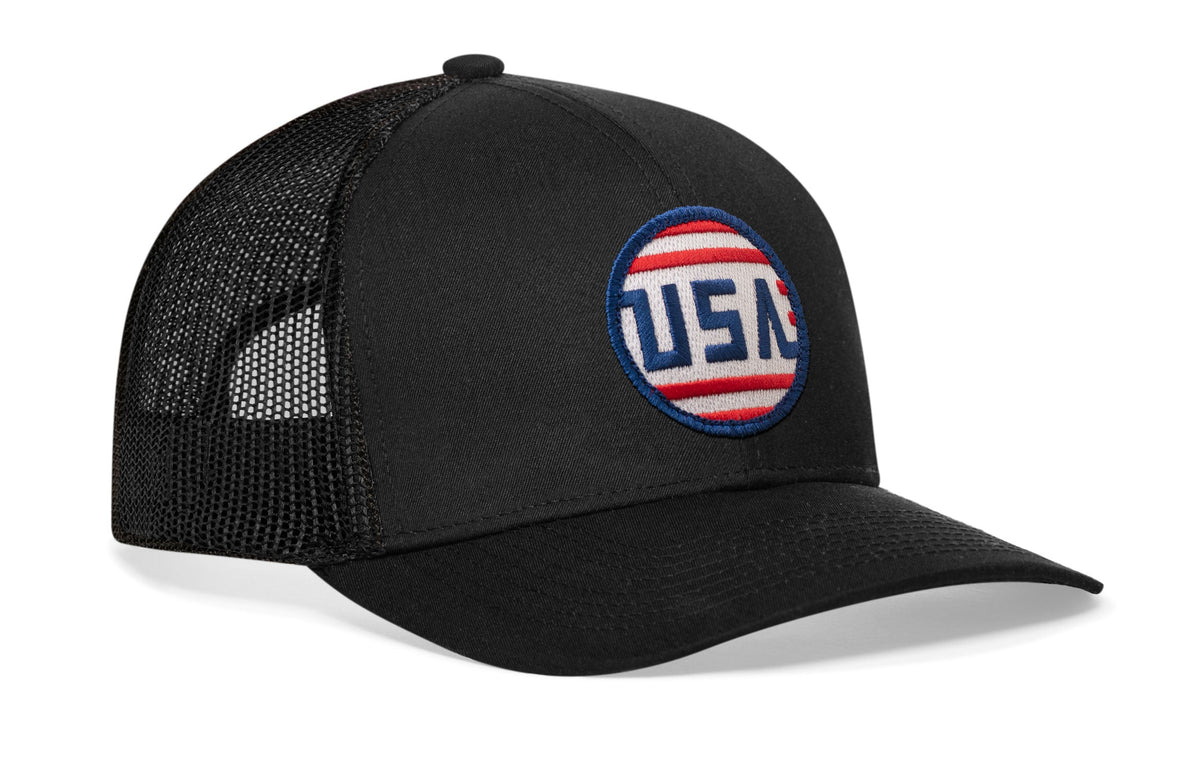 USA Stripes Trucker Hat  |  Black America Snapback