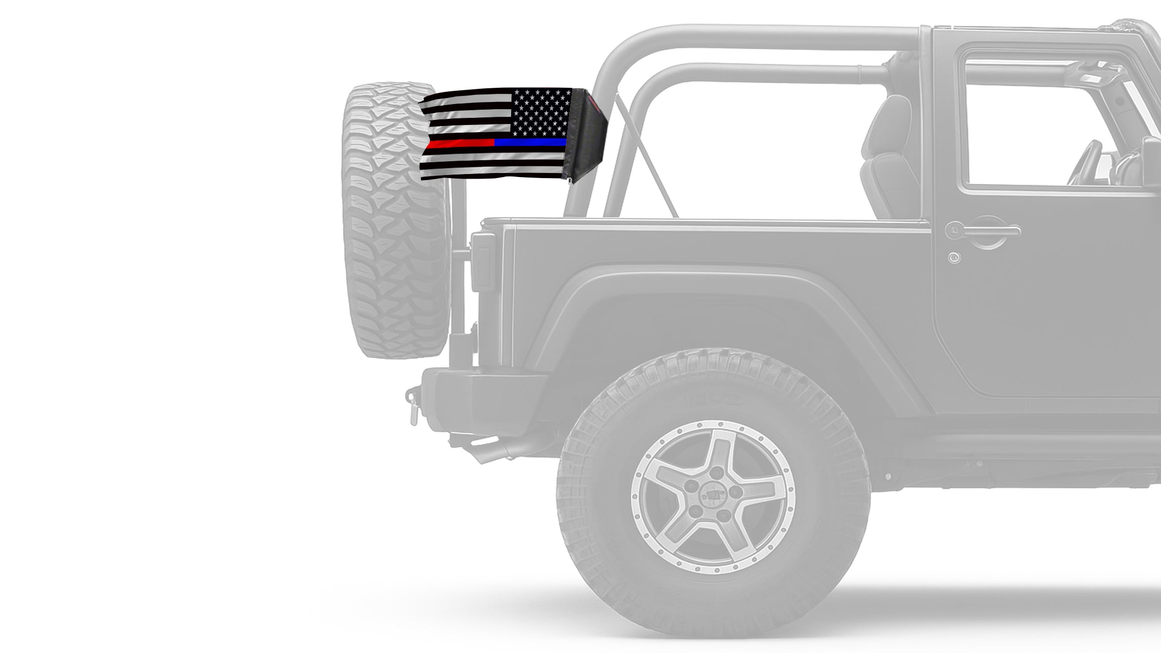 USA Subdued Thin Blue-Red Line 12"x18" Forever Wave Flag for Jeep Wrangler TJ 1996-2006