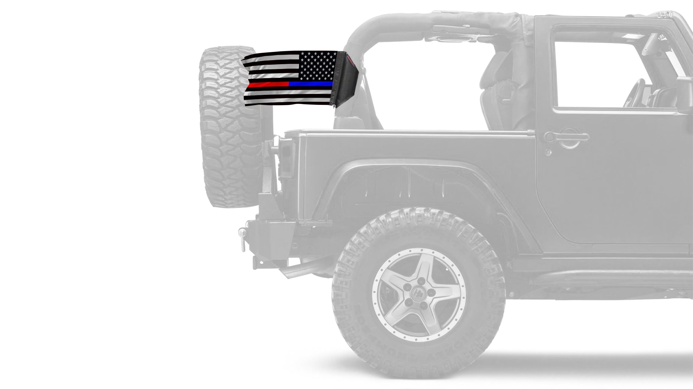 USA Subdued Thin Blue-Red Line 12"x18" Forever Wave Flag for Jeep Wrangler YJ 1986-1995