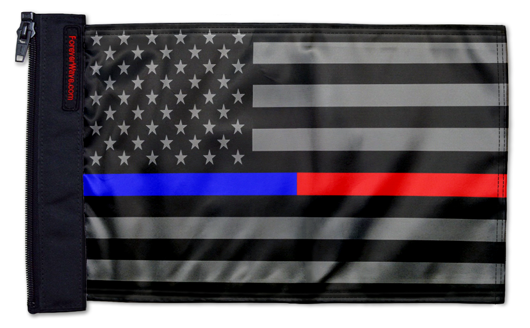 USA Subdued Thin Blue-Red Line 12"x18" Forever Wave Flag for Jeep Wrangler YJ 1986-1995