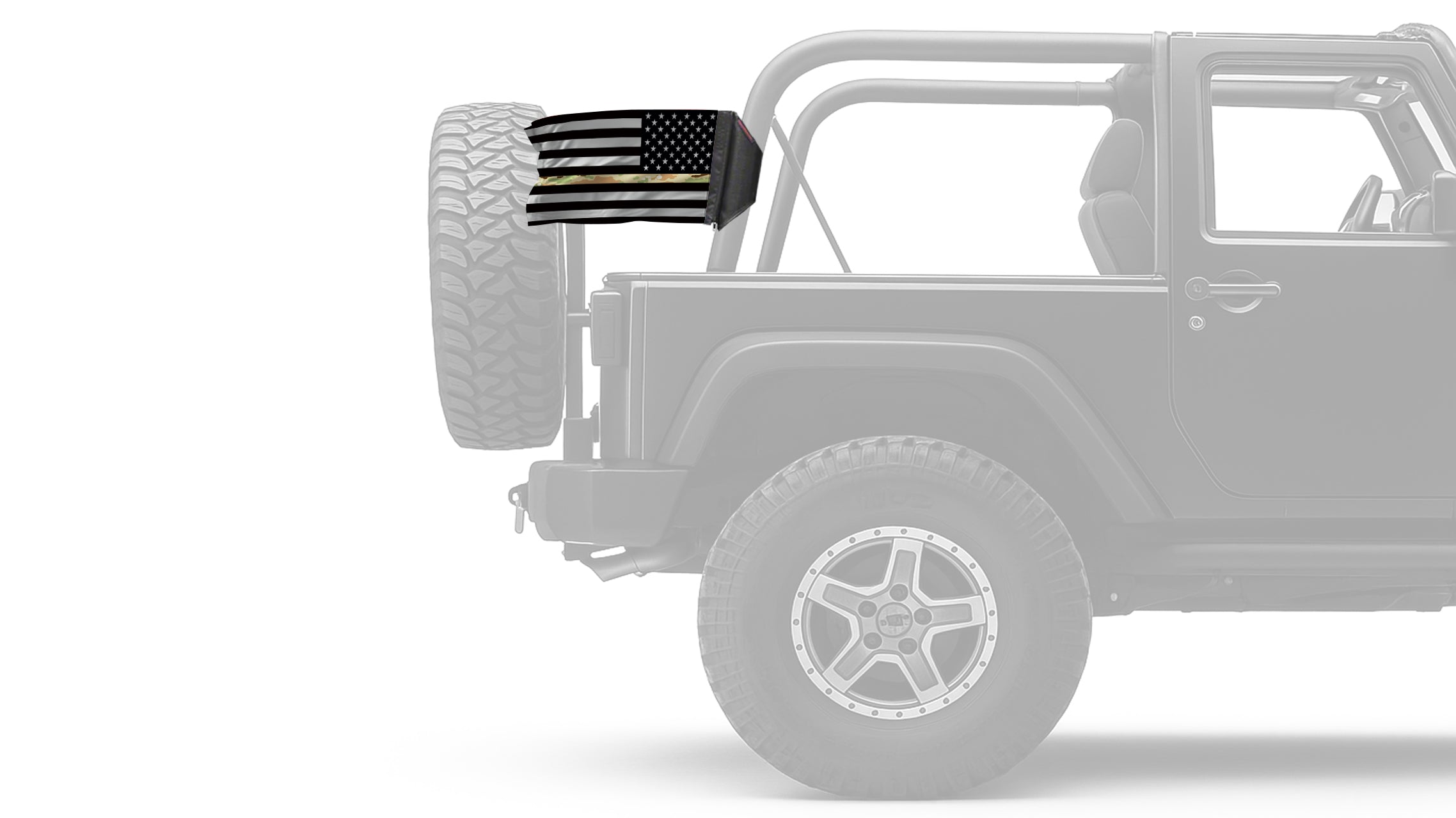 USA Subdued Thin Camo Line 12"x18" Forever Wave Flag for Jeep Wrangler TJ 1996-2006
