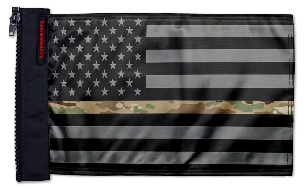 USA Subdued Thin Camo Line 12"x18" Forever Wave Flag for Jeep Wrangler CJ-7 and CJ-8 1976-1986