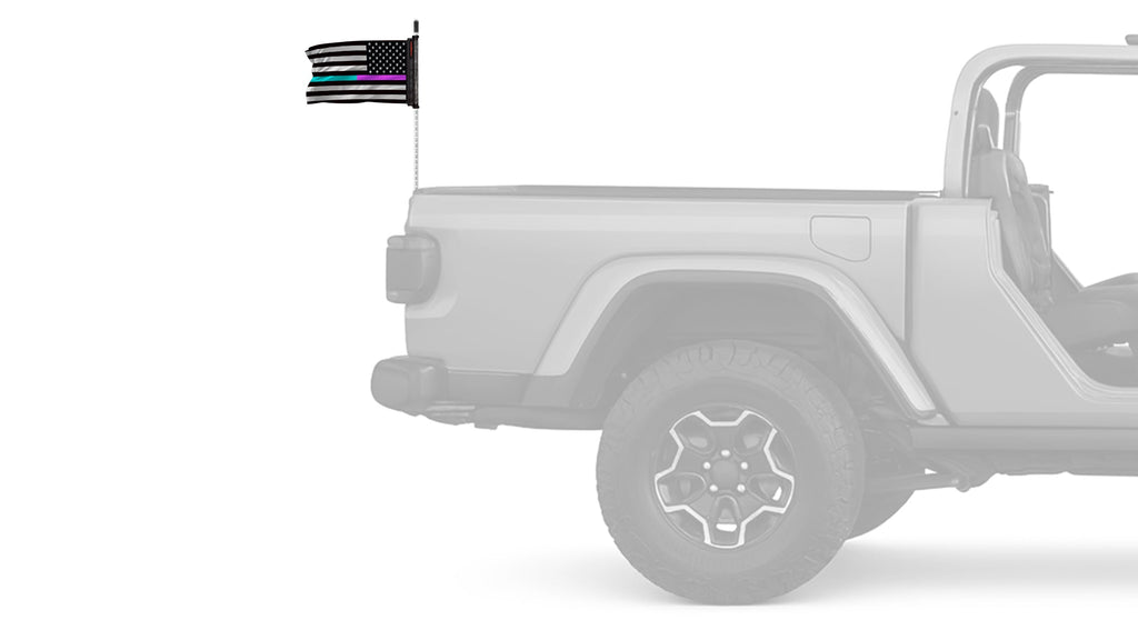 USA Subdued Thin Purple-Teal Line 12"x18" Forever Wave Flag for Jeep Wrangler JKU 4-Door 2007-2018