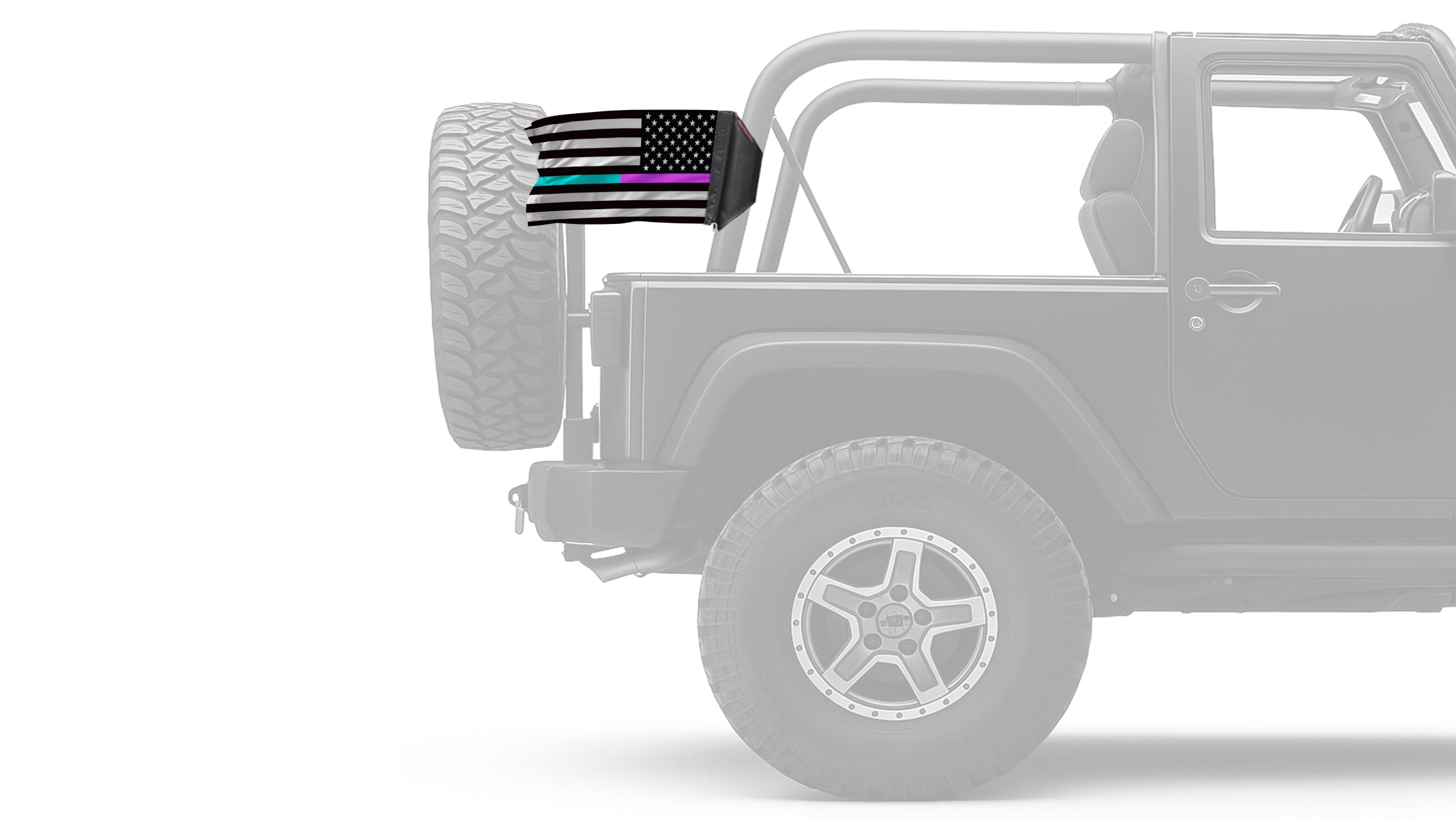 USA Subdued Thin Purple-Teal Line 12"x18" Forever Wave Flag for Jeep Wrangler JL 2-Door 2018-Present
