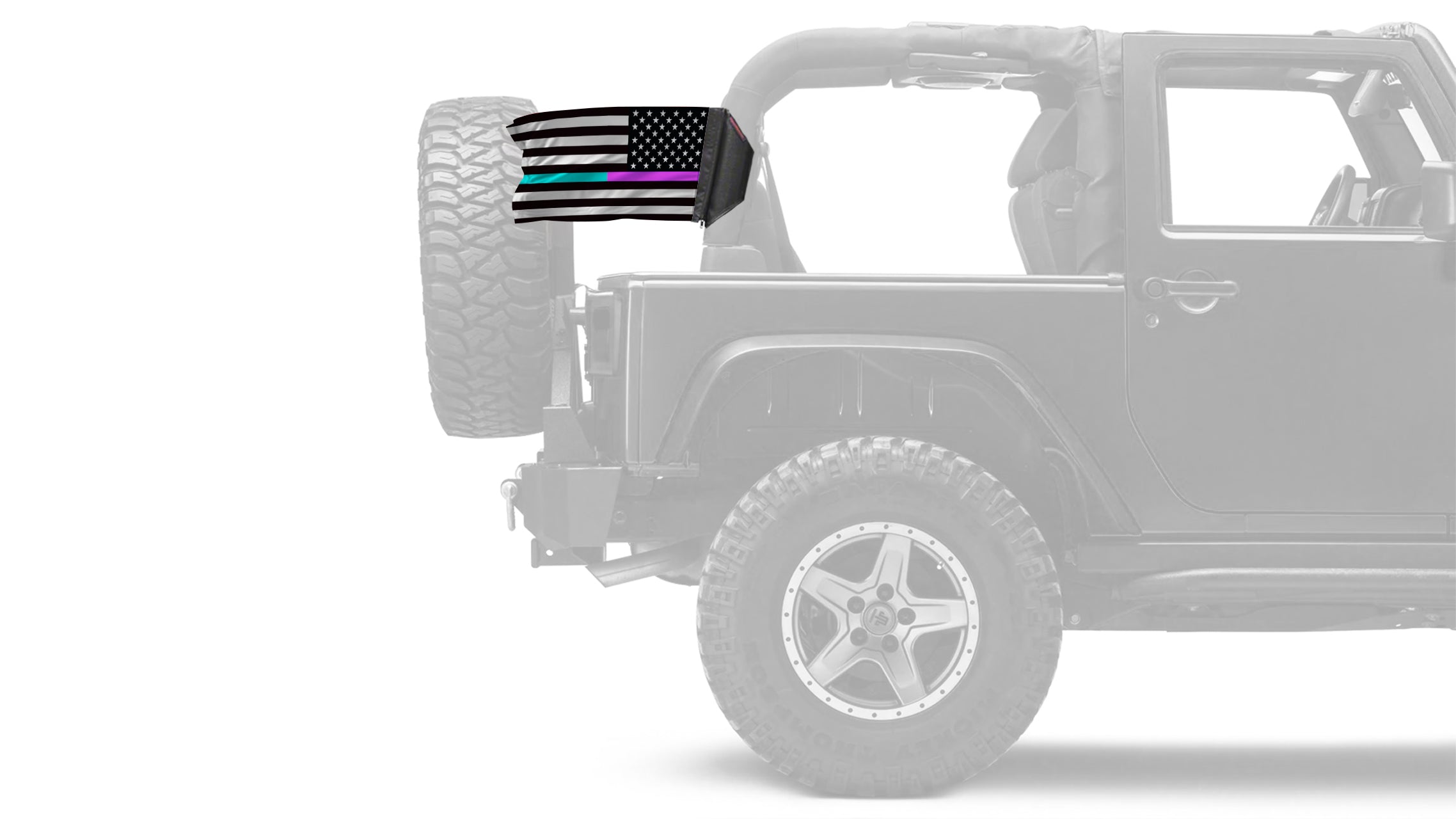 USA Subdued Thin Purple-Teal Line 12"x18" Forever Wave Flag for Jeep Wrangler LJ 2003-2006