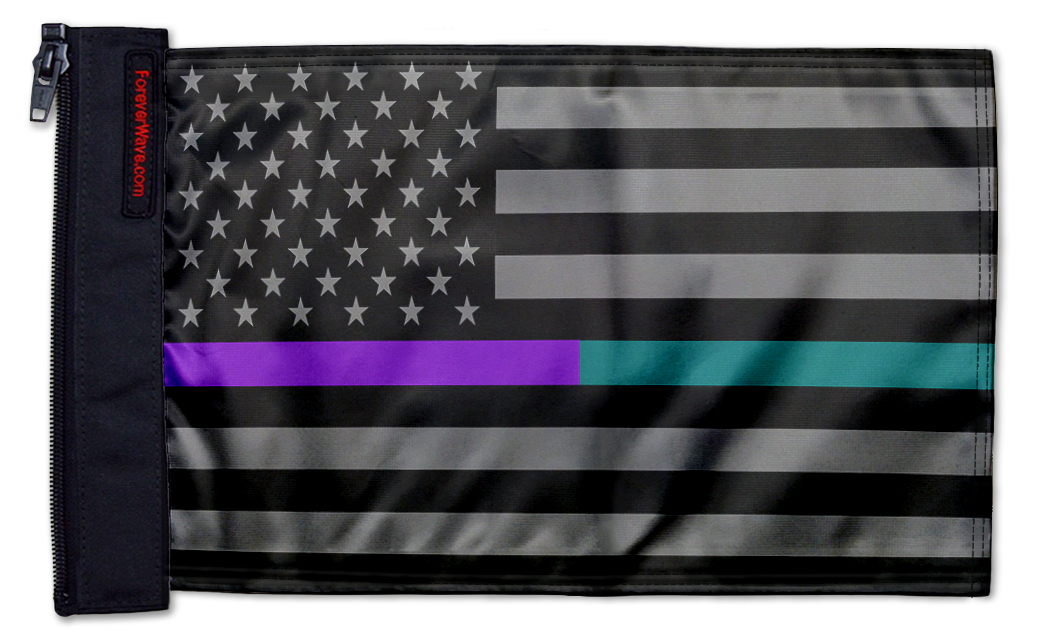 USA Subdued Thin Purple-Teal Line 12"x18" Forever Wave Flag for Jeep Wrangler JL 2-Door 2018-Present