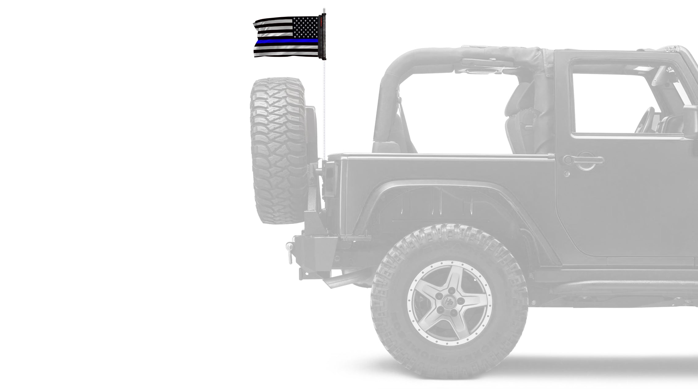 USA Subdued Thin Blue Line 12"x18" Forever Wave Flag for Jeep Wrangler JK 2-Door 2007-2018