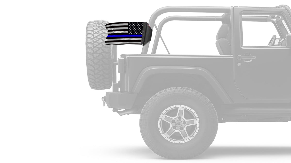 USA Subdued Thin Blue Line 12"x18" Forever Wave Flag for Jeep Wrangler YJ 1986-1995