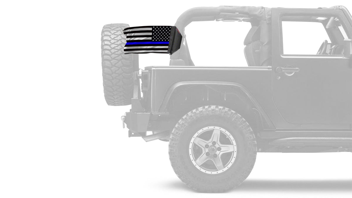 USA Subdued Thin Blue Line 12"x18" Forever Wave Flag for Jeep Wrangler LJ 2003-2006