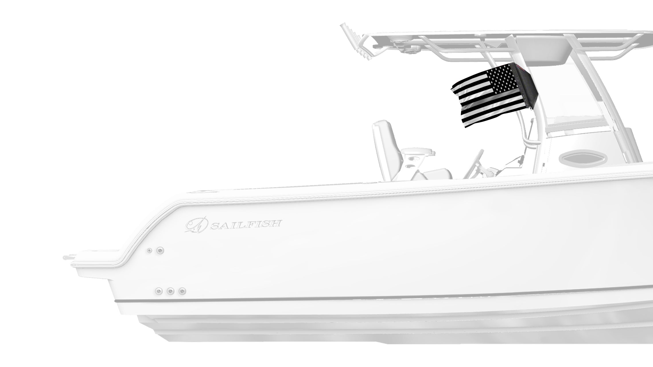 USA Subdued Thin Grey Line 12"x18" Forever Wave Flag for Boats