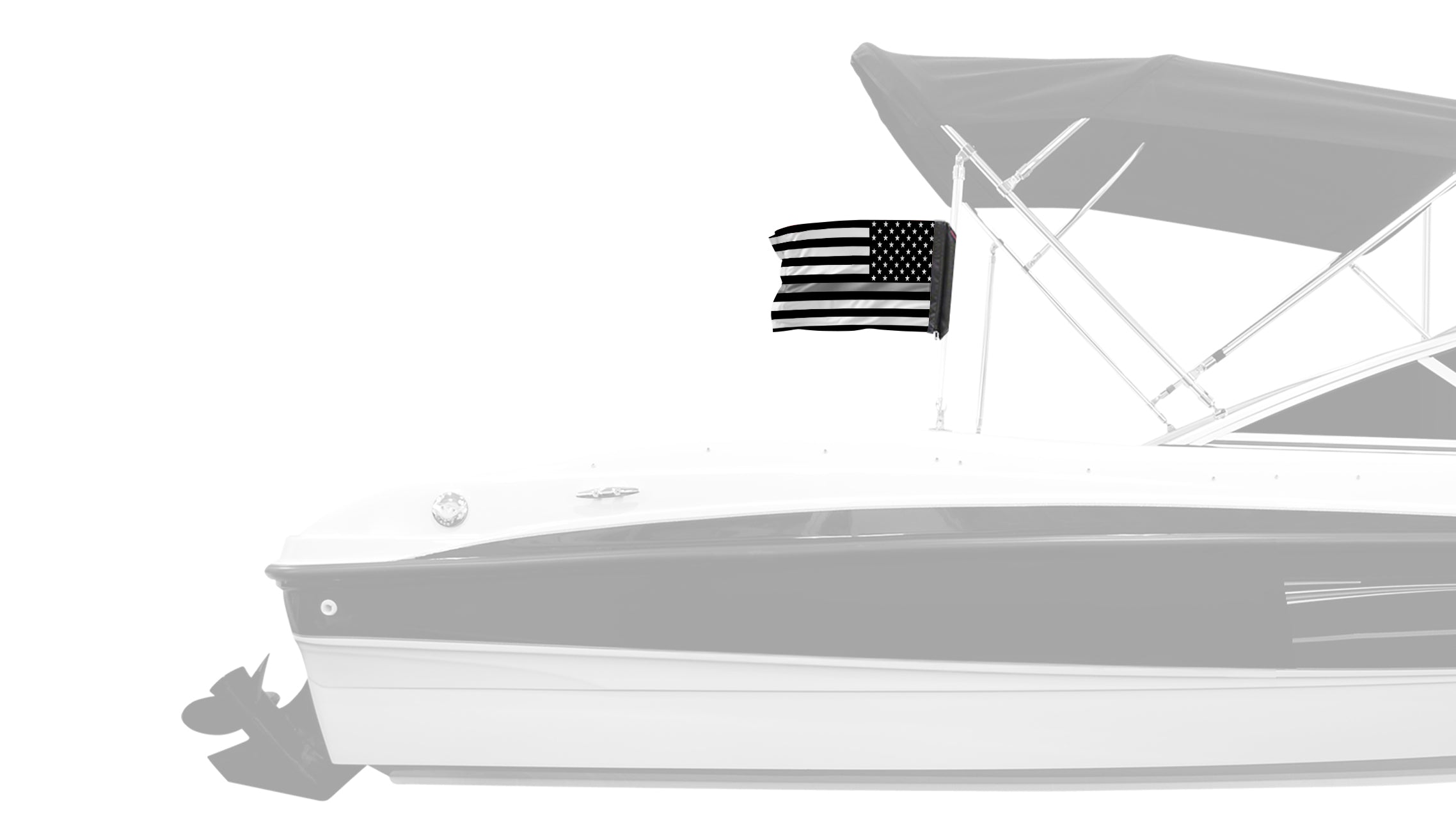 USA Subdued Thin Grey Line 12"x18" Forever Wave Flag for Boats