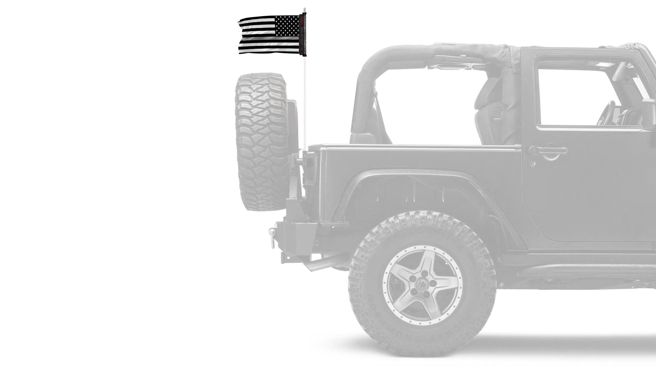 USA Subdued Thin Grey Line 12"x18" Forever Wave Flag for Jeep Wrangler CJ-7 and CJ-8 1976-1986
