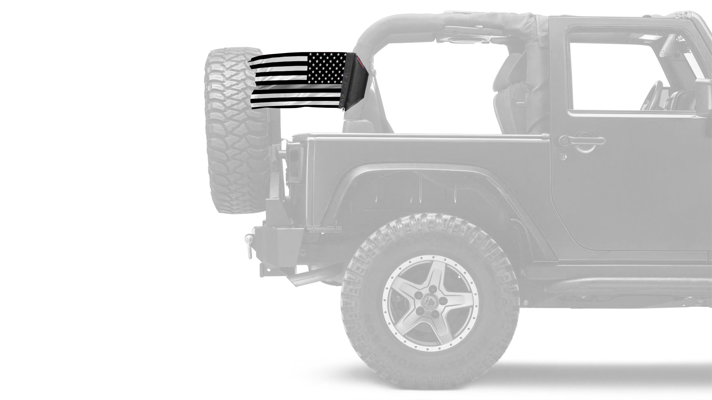 USA Subdued Thin Grey Line 12"x18" Forever Wave Flag for Jeep Wrangler JK 2-Door 2007-2018