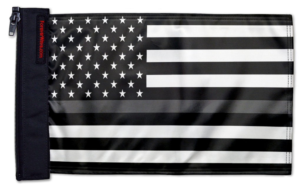 USA Subdued Thin Grey Line 12"x18" Forever Wave Flag for Jeep Wrangler LJ 2003-2006