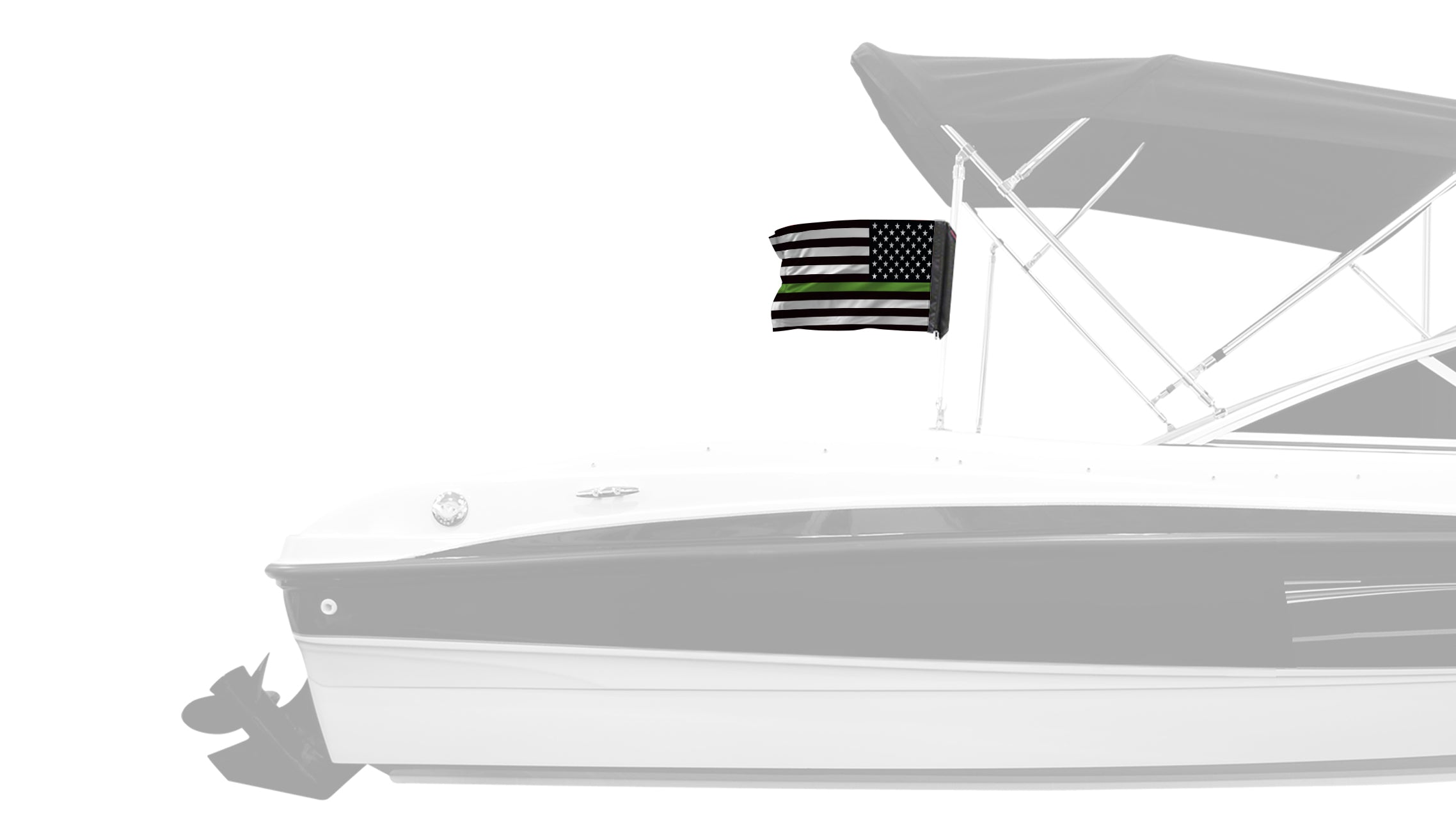 USA Subdued Thin Green Line 12"x18" Forever Wave Flag for Boats