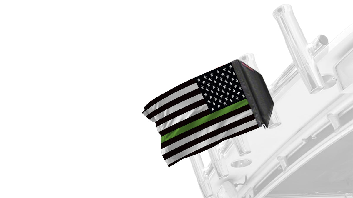 USA Subdued Thin Green Line 12"x18" Forever Wave Flag for Boats