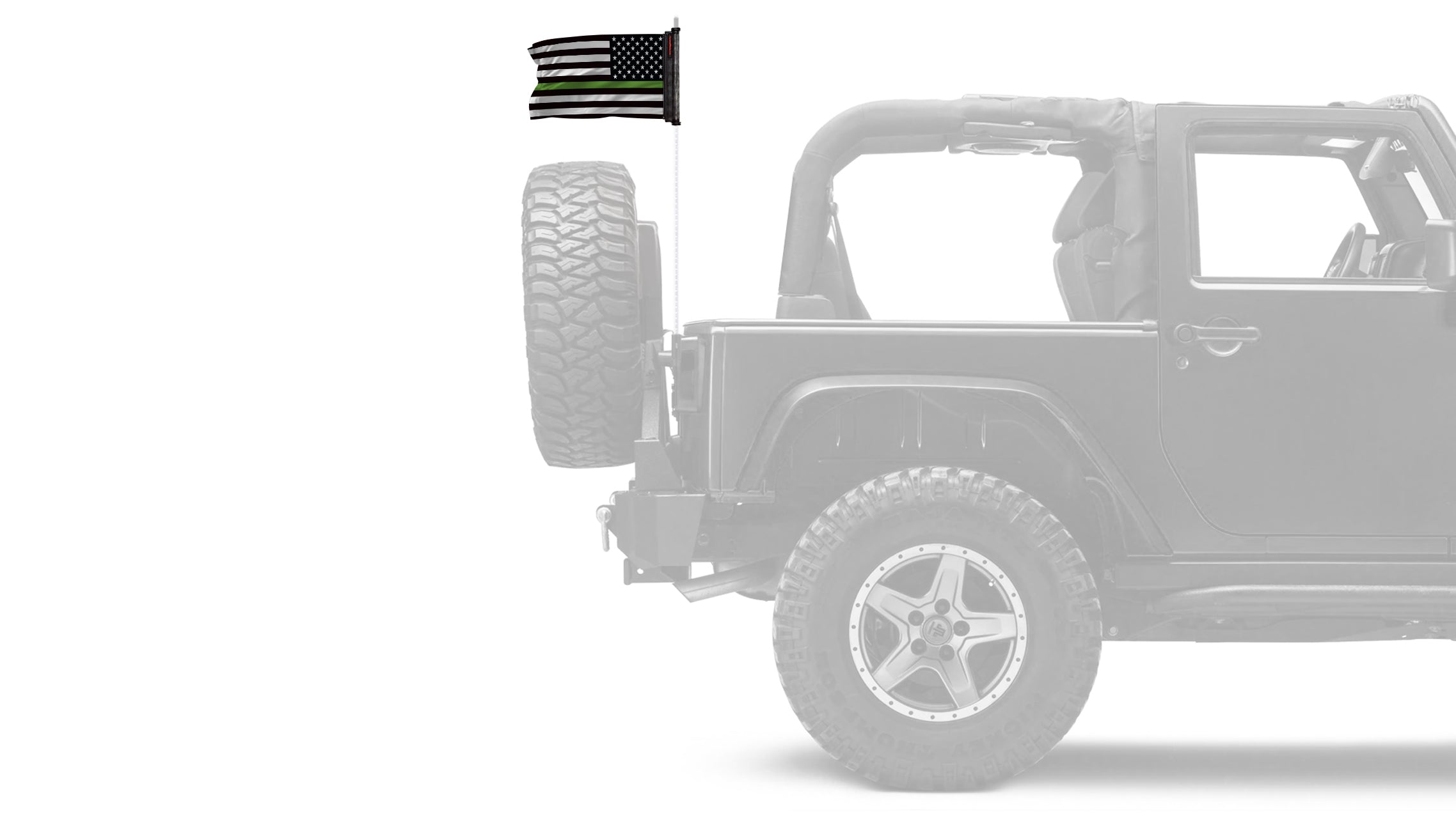 USA Subdued Thin Green Line 12"x18" Forever Wave Flag for Jeep Wrangler YJ 1986-1995