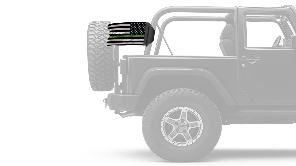USA Subdued Thin Green Line 12"x18" Forever Wave Flag for Jeep Wrangler CJ-7 and CJ-8 1976-1986