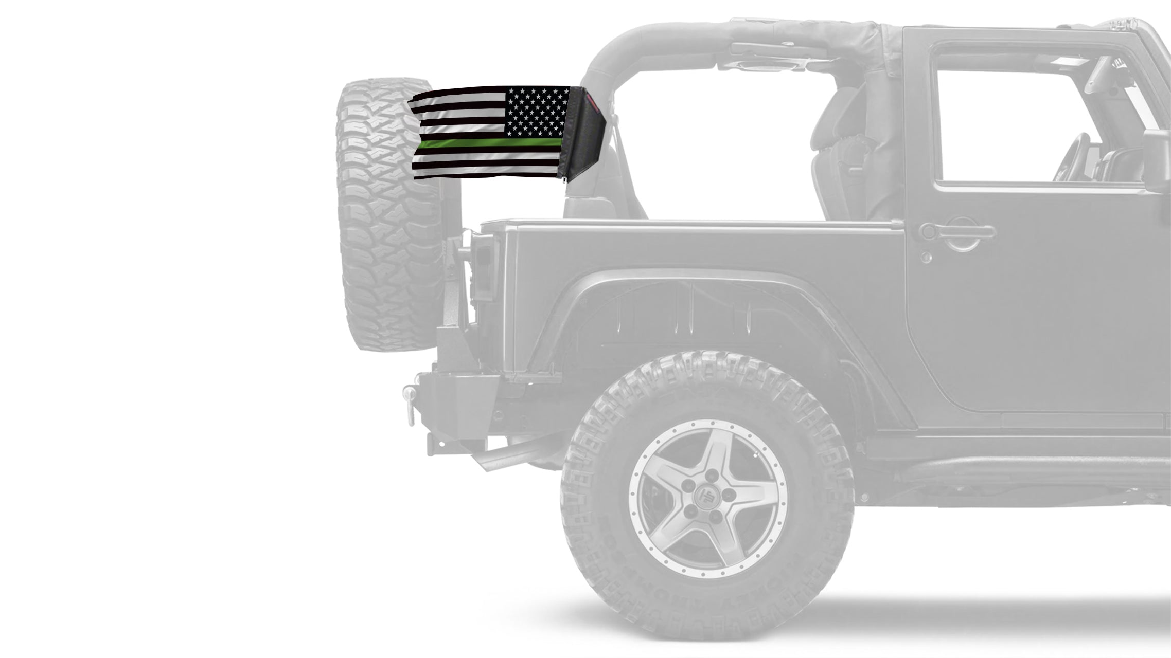 USA Subdued Thin Green Line 12"x18" Forever Wave Flag for Jeep Wrangler YJ 1986-1995