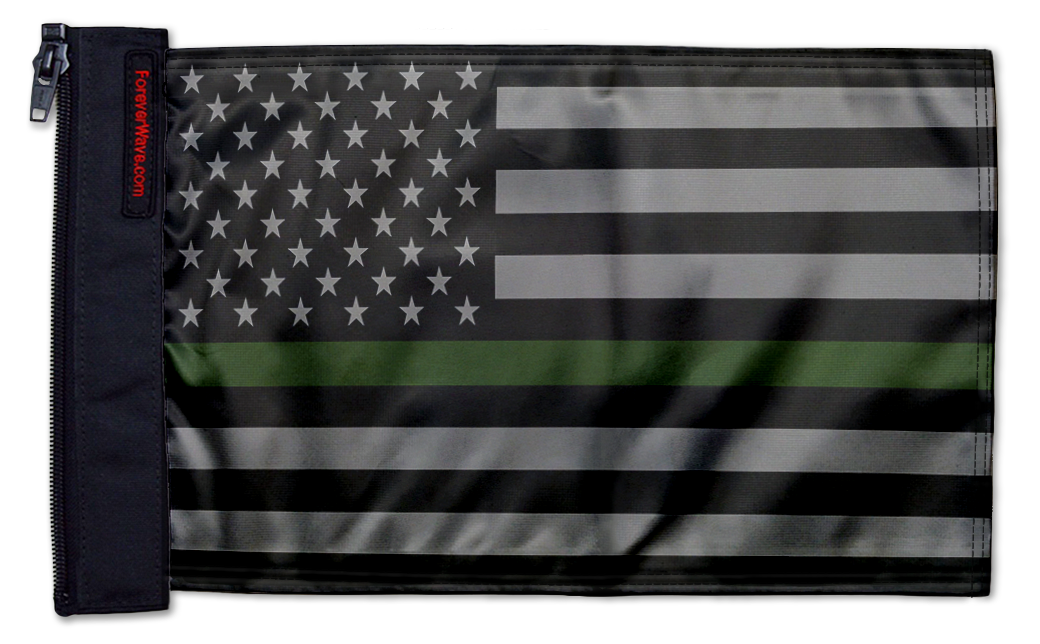 USA Subdued Thin Green Line 12"x18" Forever Wave Flag for Jeep Wrangler YJ 1986-1995