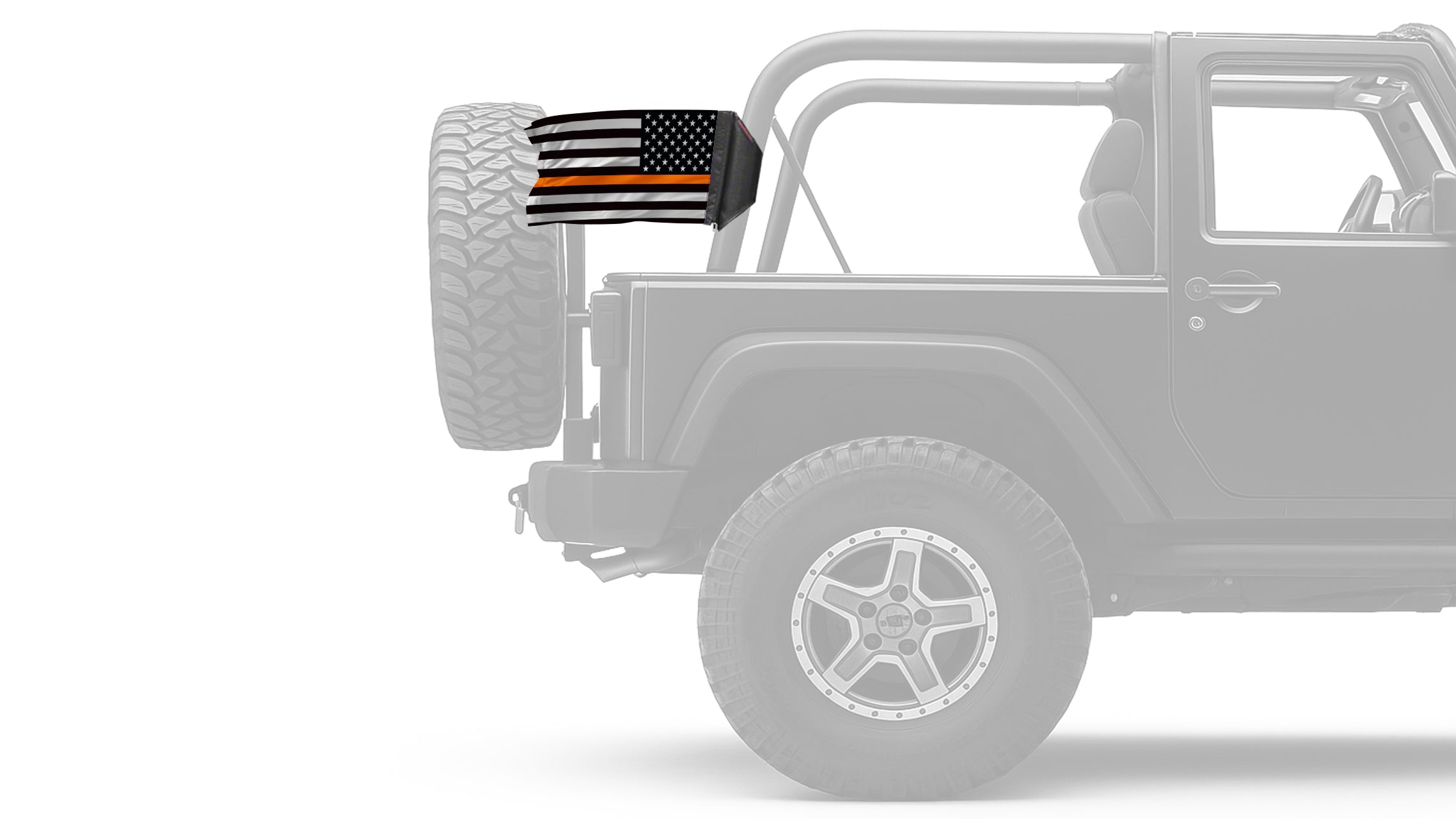 USA Subdued Thin Orange Line 12"x18" Forever Wave Flag for Jeep Wrangler CJ-7 and CJ-8 1976-1986