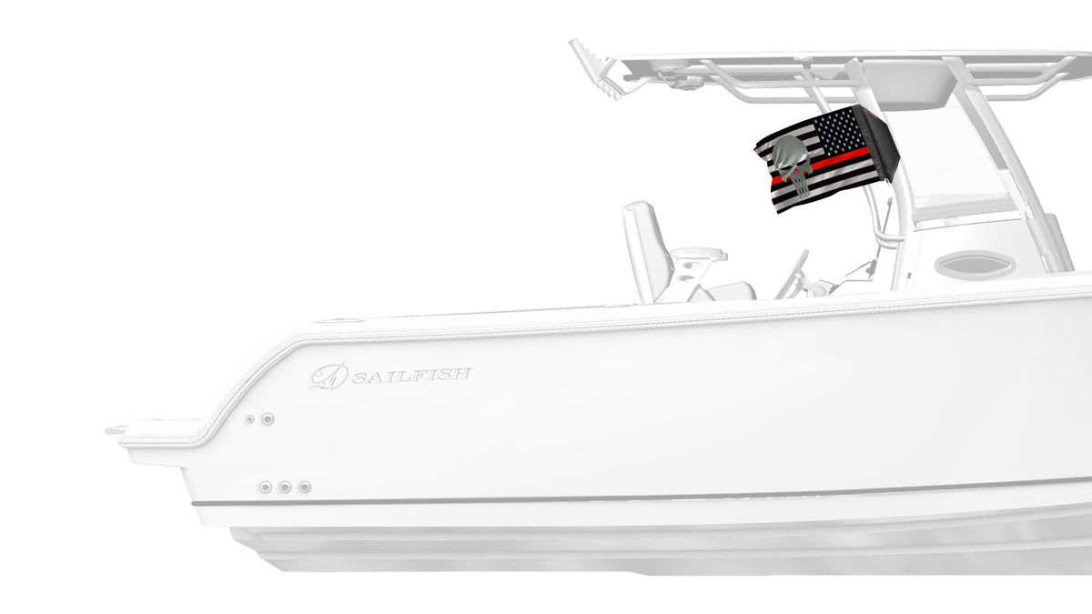 USA Subdued Thin Red Line Punisher 12"x18" Forever Wave Flag for Boats