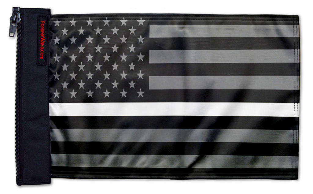 USA Subdued Thin White Line 12"x18" Forever Wave Flag for Jeep Wrangler JL 2-Door 2018-Present